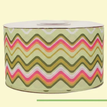 

3" inch 75 mm 7.5cm colorful Wave pattern strips free shipping printed grosgrain ribbons