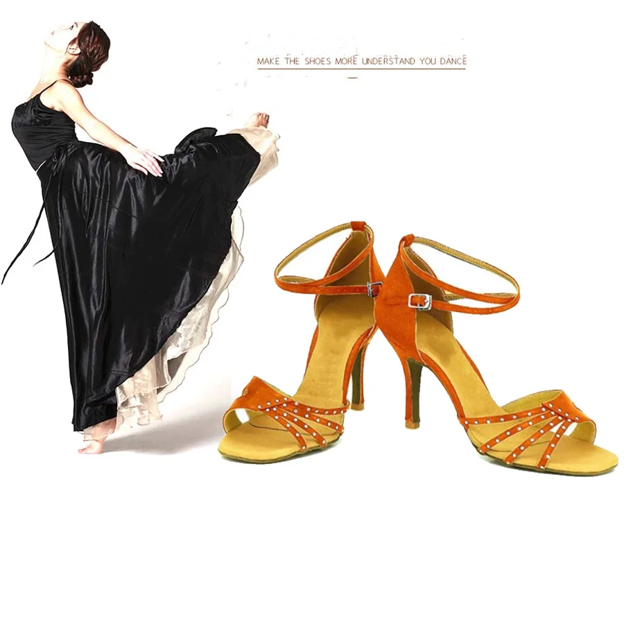 Танцевальная обувь удобная обувь для девочек Бальные туфли для латинских танцев женская обувь для сальсы разноцветная обувь со стразами