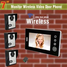 Sistema inalámbrico de intercomunicación Video 7 ” TFT videoportero de intercomunicación de Bell de puerta timbre inalámbrico con cámara Video de la puerta teléfono 3 V 1