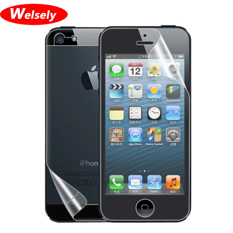 

Welsely Clear Front Screen Protector Back Cover Protective Pet Soft Film For iphone 5 5s se Shield ecran MobilePhone Accessories