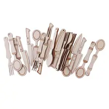 25 шт./пакет лазерная резка дерева Посуда Украшение деревянный Форма крафт Свадебный декор