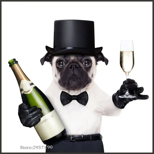 Funny Dog Wall Art Prints Pet Puppy Hipster Animals Canvas Wall