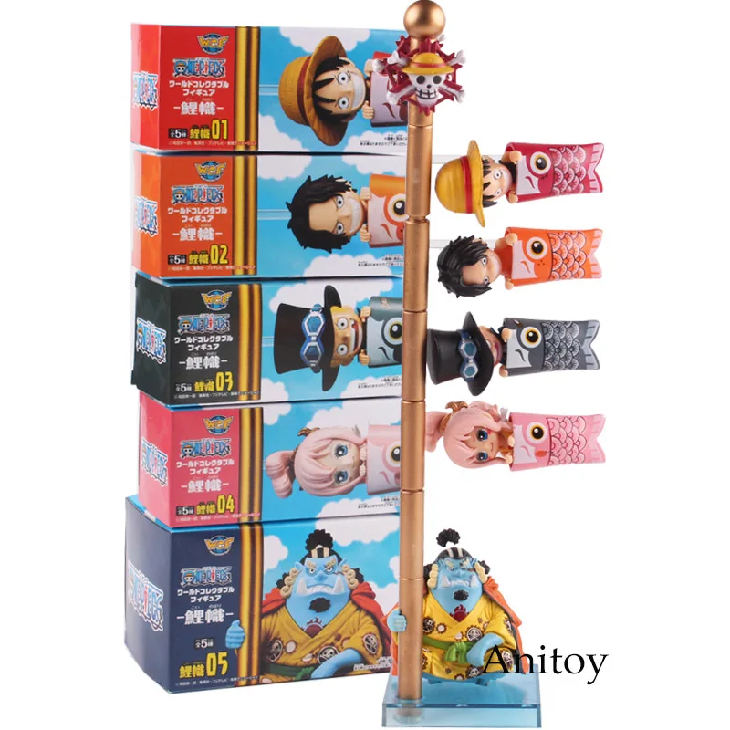 

WCF Anime One Piece Carp Flags Luffy Ace Sabo Perona Jinbe Koinobori Ver. PVC Collectible Model Toy Christmas Gift 5pcs/set