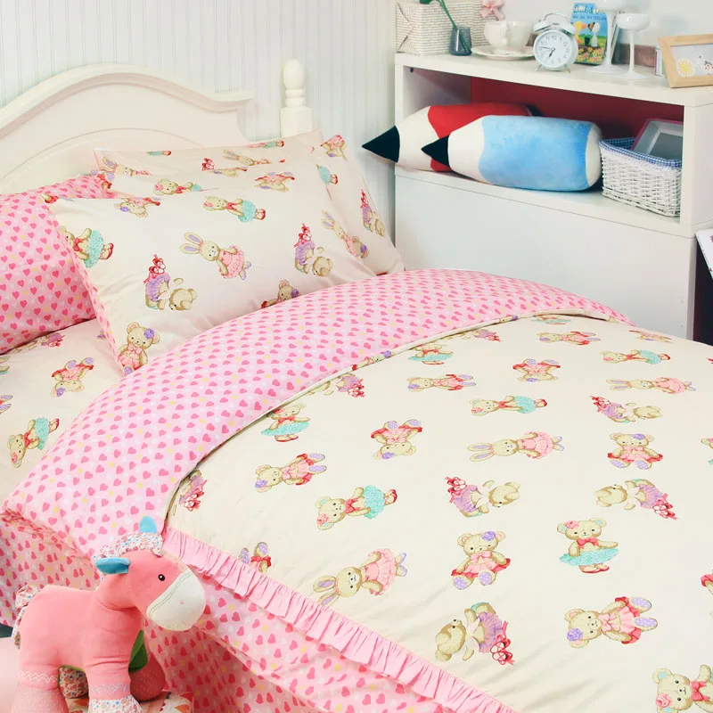 Kids Fairy Butterfly Bed Set Child Owl Bear Bedding Princess