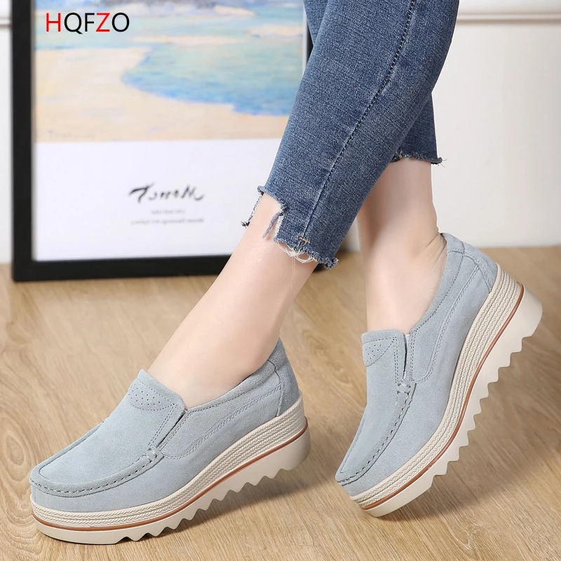 HQFZO Pantshoes/Женская обувь из натуральной кожи на каблуке 5 см Женские кроссовки