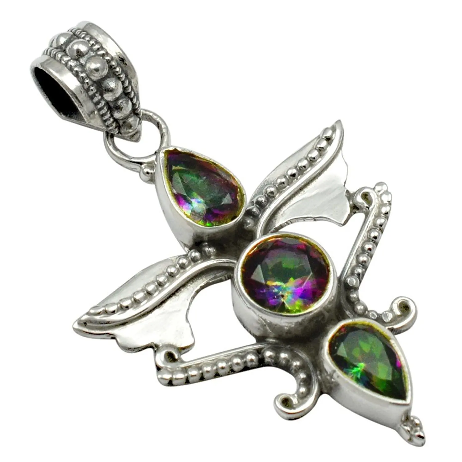 

Lovegem Genuine Mystic Topaz Pendant 925 Sterling Silver ,44 mm, A4176