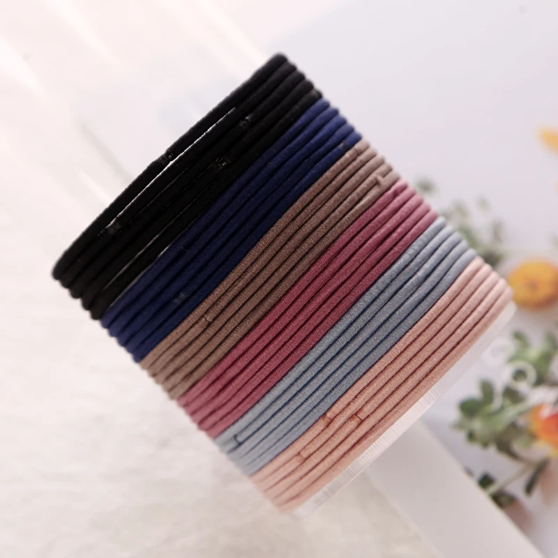 100pcs/lot 5CM Size Thin Elastic Rubber Bands 2MM Thick Korean Style Basic Girl Women Hair Accessories Tie Gum Hair Rope