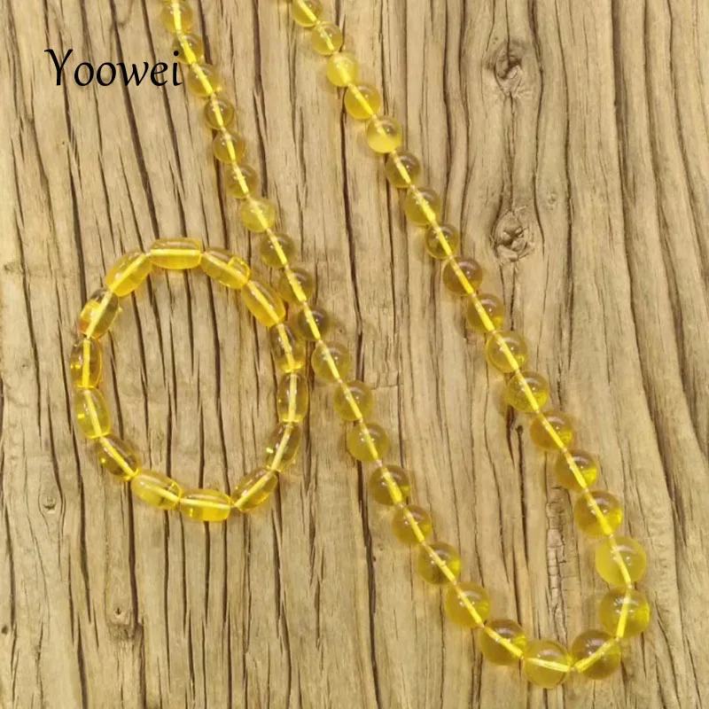 

Yoowei 44g Natural Amber Jewelry Set for Women Wedding Luxurious Gift Baltic Amber Necklace Bracelet Wholesale Free Shipping DHL