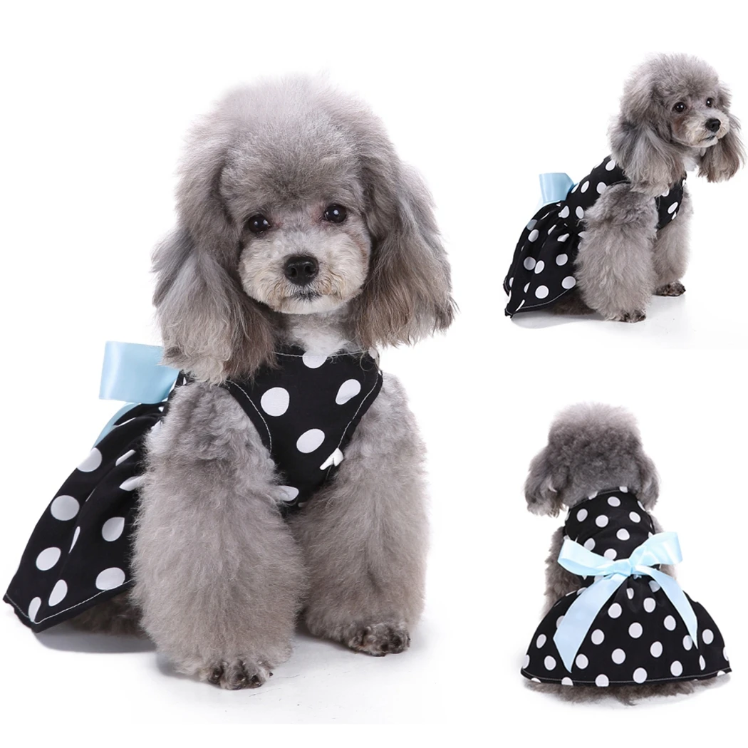 Dog Dresses Polka Dot Ribbon Princess Dress Clothes For Dogs For Small