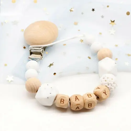 

2019 New arrival Personalized Name Handmade Silicone Pacifier Chain BPA Free Safe Teething Chain Wholesale