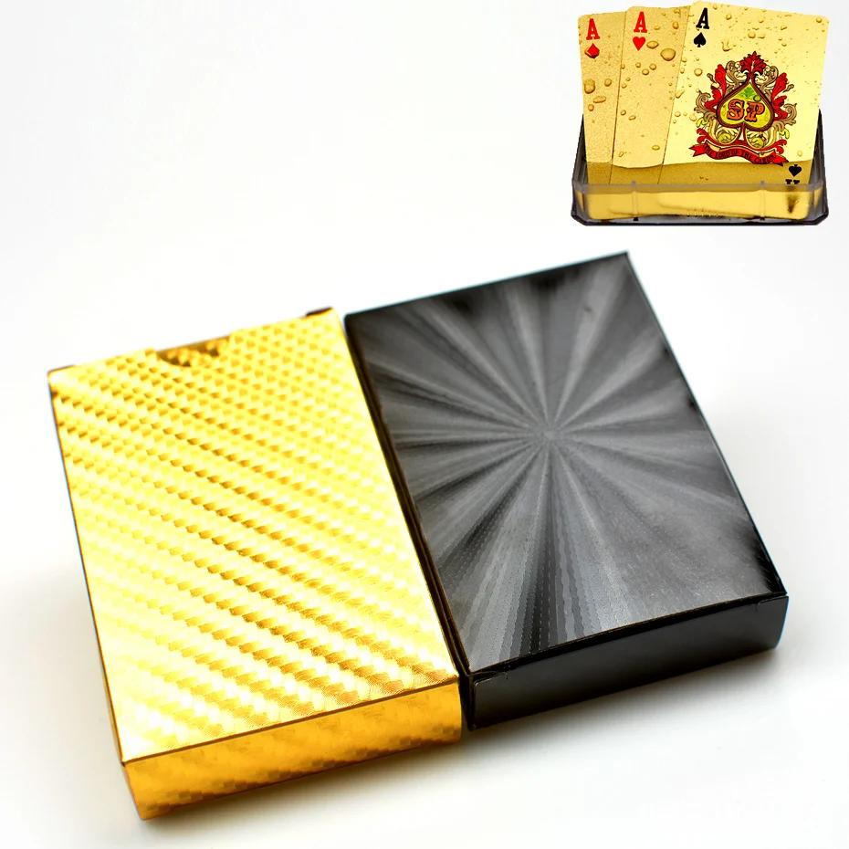 

2 Pcs/set Quality Plastic Poker Waterproof Black Gold Playing Cards Limited Edition Collection Diamond Poker Cards Creative Gift