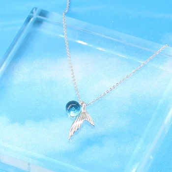 

Korean 925 Sterling Silver Mermaid Tail Necklaces For Women Fashion Fish Necklace Statement Jewelry Gifts Collar