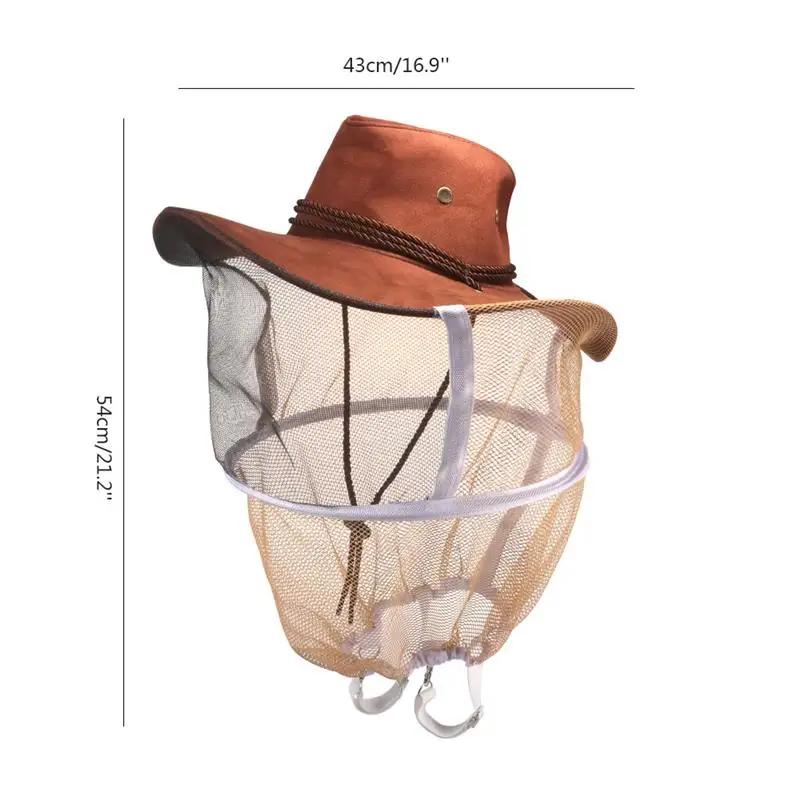 Шляпа пчеловода ковбойская сетка Полная шапка с защитой для лица против комаров насекомых сетчатая вуаль защита для лица пчеловода поставки