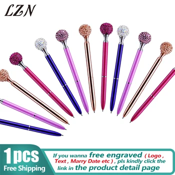 

LZN Kawaii Crystal Ball Pens Ballpen Colourful Large Diamond Ballpoint Pens Metal Pens For School Stationery Office Supplies