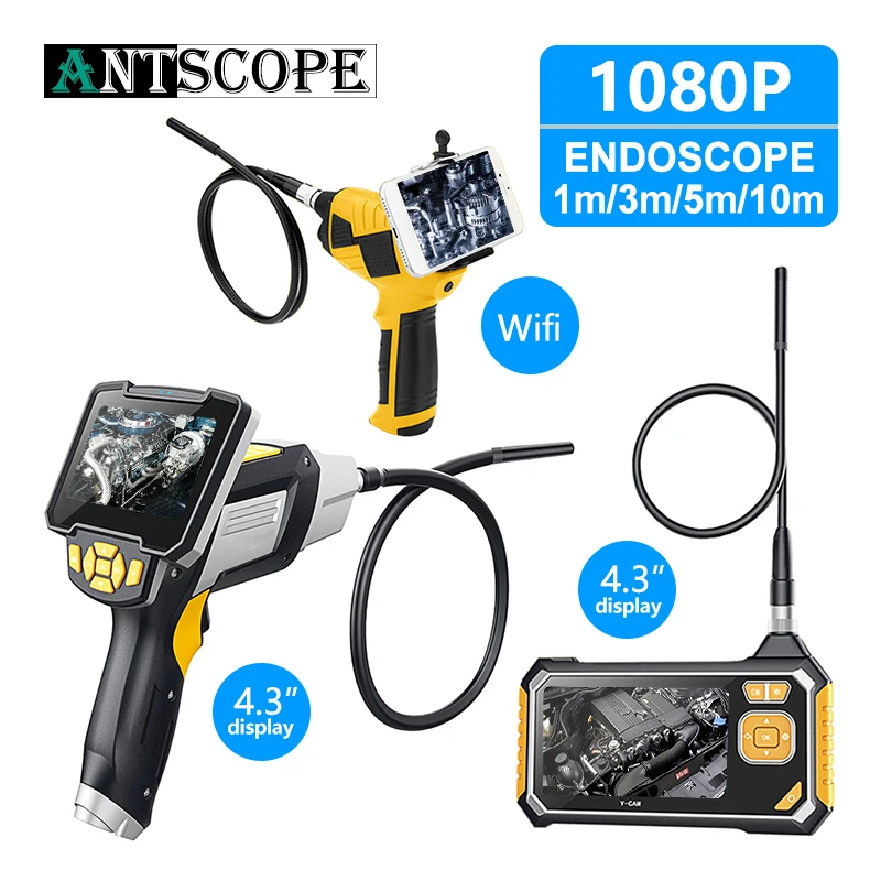 Antscope 4,3 дюймов промышленный эндоскоп 1080P Инспекционная камера для ремонта авто инструмент змея жесткий ручной Wifi эндоскоп Android19