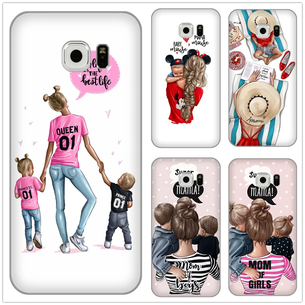 Sper mom mama Girl baby Soft TPU Phone Case for Samsung Galaxy S2 S3 S4 S5 Mini S6 S7 S8 S9 S10 Lite Edge Plus Note2 3 4 5 8 |