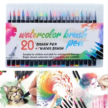 20 Colors Art Marker Pens Watercolor Brush Pens for Painting Drawing Soft Brush Pen Coloring Books Manga Comic