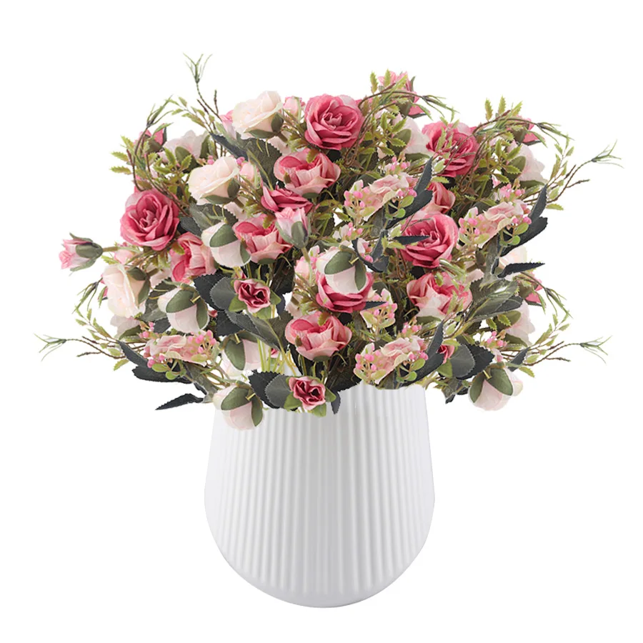 fake roses artificial flowers high quality bouquet hydrangea gypsophila leaf accessories for christmas home wedding decoration