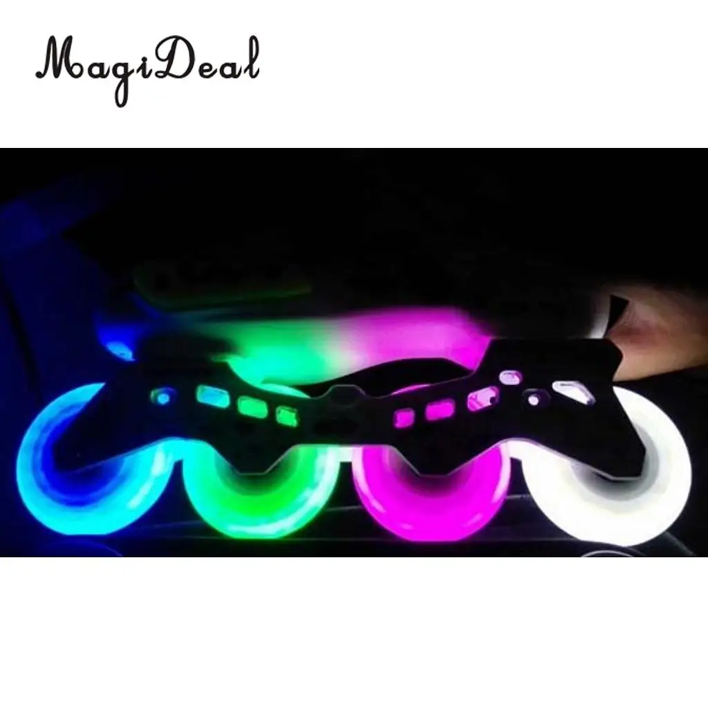 MagiDeal 2 Pieces LED Light Up Inline Sliding Flash PU Roller Skate Wheel 80mm