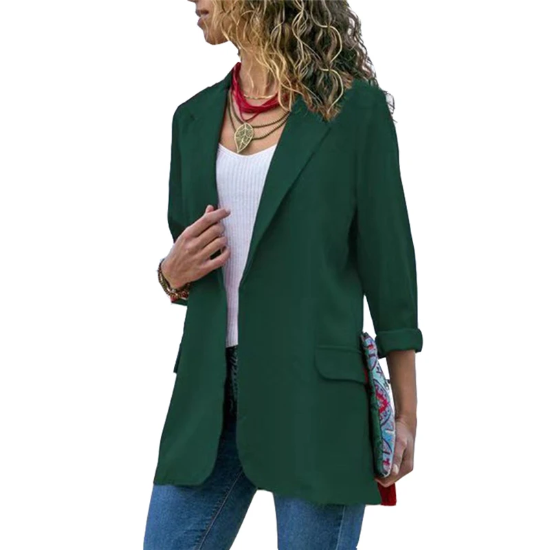 Тонкий пиджаки для женщин для пиджак женский работы офисный костюм для дам мягкие ни кнопки блейзер бизнес Блейзер с вырезом Feminina пальт