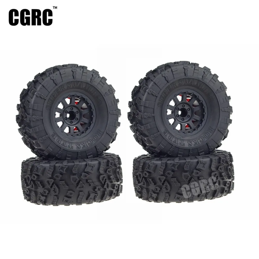

4PCS 2.2inch Rubber Tires & 2.2inch Plastic Beadlock Wheel Rim for 1/10 RC Rock Crawler Car Axial SCX10 Wraith RR10 Yeti