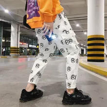 Fashion Men's Casual Pants Autumn New Loose Straight Overalls Pants Nine Pants S-2XL Black White Couple Pants Youth Popular Wild