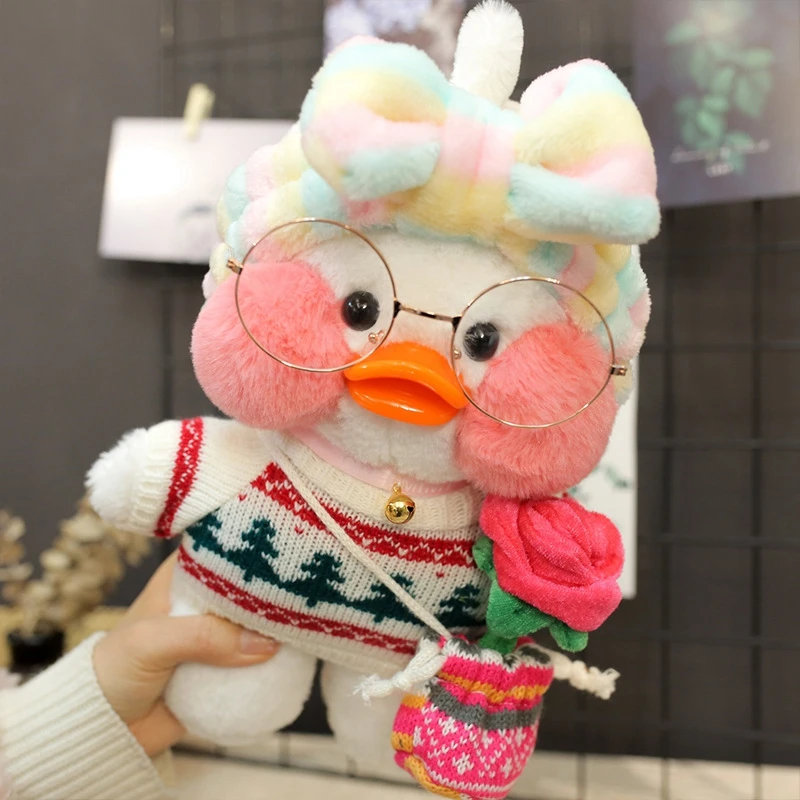 New Hot 30CM Kawaii LaLafanfan Cafe Duck Plush Toy Cartoon Animal Cute Doll Soft Hair Filled Children Dolls& stuffed Toys Gifts - Цвет: TOY169-27