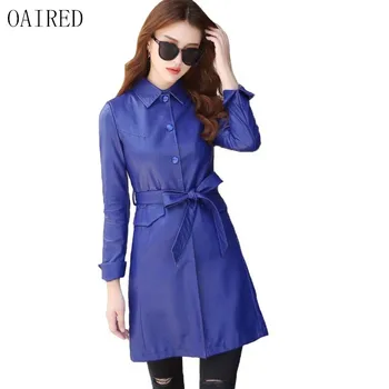 

Plus size Leather Coat Women 2020 New Leather Jacket Women Long Slim Spring And Autumn Motorcycle Leather Clothing Female OAIRED