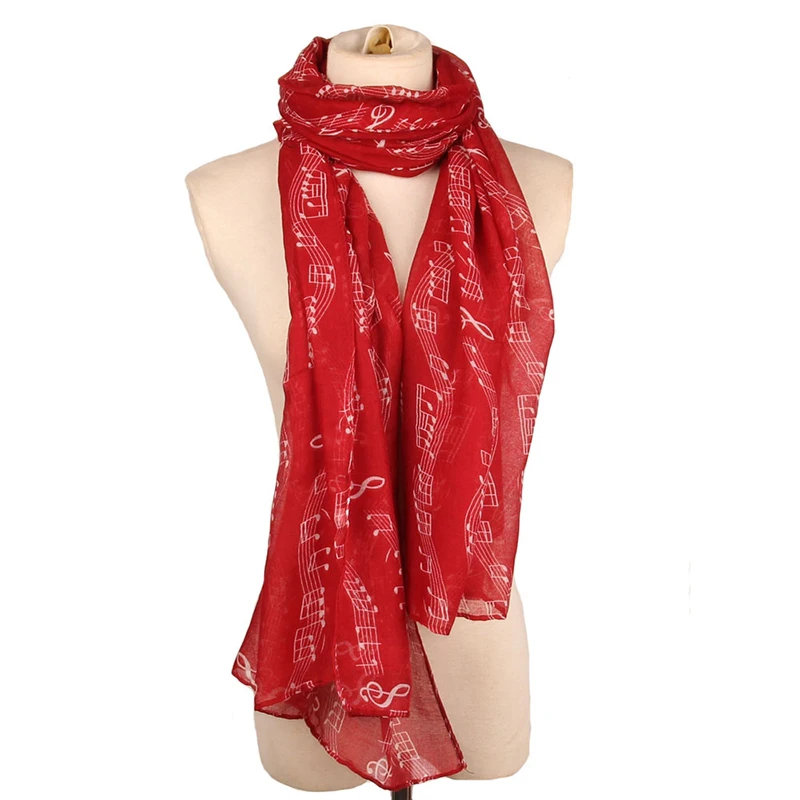 Модный женский Мягкий шарф с принтом в виде нот, хлопковый шарф для шеи, шаль, палантин, шейный платок на весну и осень, шарфы для женщин