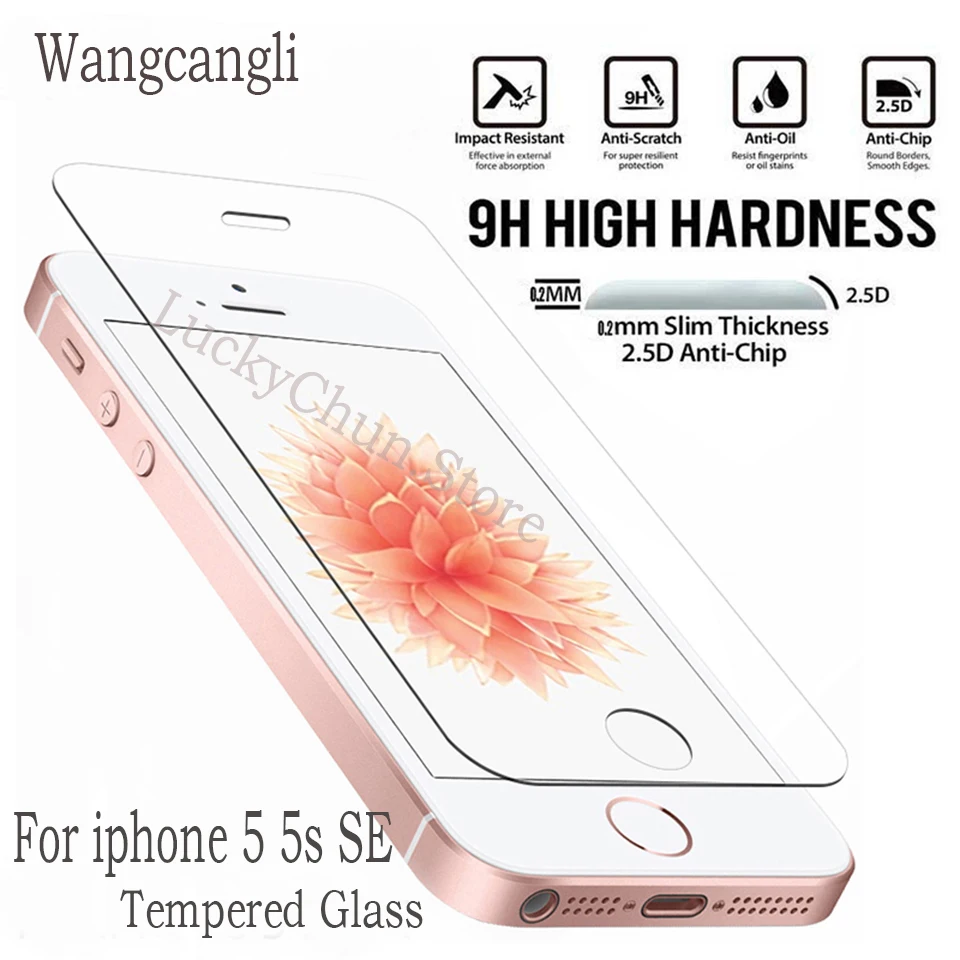 Koop Wangcangli 2.5D Beschermende Glas op Voor iPhone se 5 s Gehard glas voor iPhone 5 SE 5 s Screen Protector gehard Glas Film 9 H