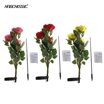 

HNGCHOIGE Solar Powered 3 LED Rose Flower Garden Night Light Lamp Outdoor Party Decor
