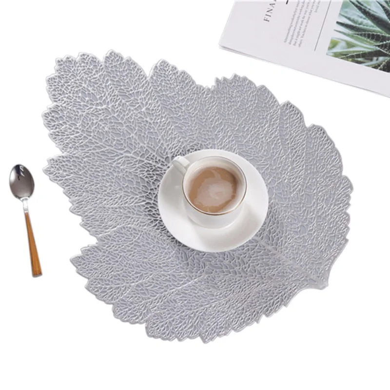 

Placemat For Dining Table Mat Soft PVC Coaster Simulation Palm Leaf Placemat Plant Mats Coffee Cup Table Mats Home Desktop Decor