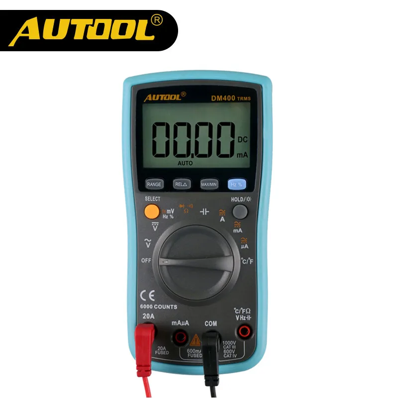 

AUTOOL DM400 Autoranging Digital Multimeter Automotive Circuit Tester 6000 Counts Large LCD Screen Display Multimeters VC17B+
