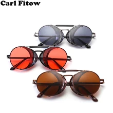 Ретро стимпанк Солнцезащитные очки круглые дизайнерские паровые панк металлические щиты солнцезащитные очки для мужчин и женщин UV400 Gafas de Sol