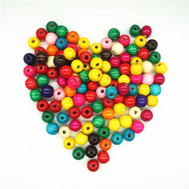 

100 pcs/lot 7x8/9x10/11x12mm DIY Fashion Wooen Beads Handmade Colored Natural Wood Beads For Bracelet Necklace Jewelry Making