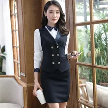 Плюс Размеры формальные единые стили Блейзер Костюмы с жилет и юбка для Дамы Office профессиональный Пиджаки для женщин жилет Бизнес Наборы для ухода за кожей