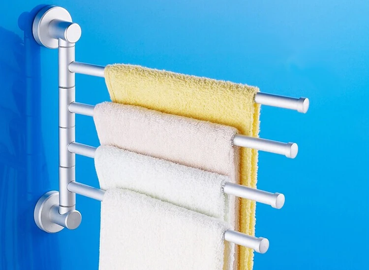 

New Arrival Bathroom Kitchen Space aluminum Towel Racks 4 Movable Rod Towel Holder Clothes Towel Rack