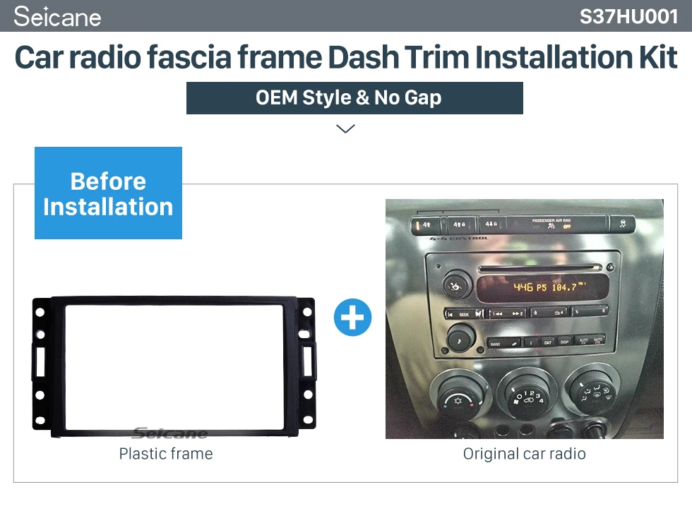 Seicane Black Double Din Car Radio Fascia for Hummer H3 CHEVROLET BUICK PONTIAC/ SATURN / SAAB Surround Panel Auto Trim Stereo Dash CD Frame