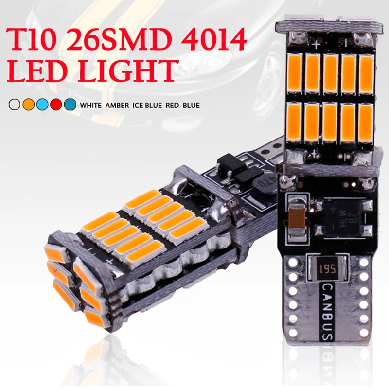 10 шт. T10 светодиодный W5W canbus салона светильник 26SMD 4014 СВЕТОДИОДНЫЙ Прибор s лампа