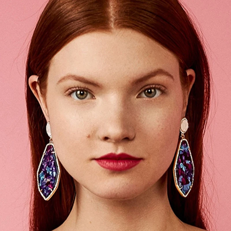 

Best lady Bohemian Fashion Charms Pendant Statement Earrings Multicolored Wedding Vintage Resin Drop Earrings Jewelry for Women