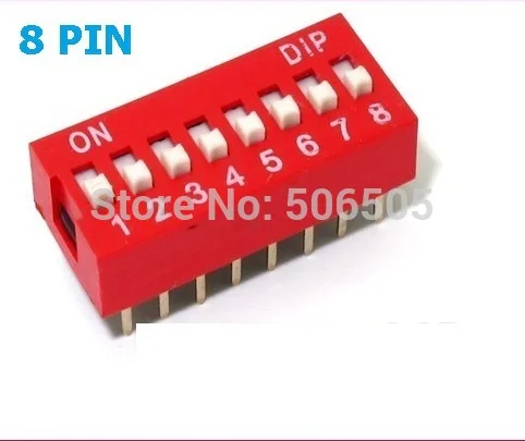 

10pcs 8 Position 8Pin DIP Switch 2.54mm Pitch 2 Row 8P Slide DIP Switch