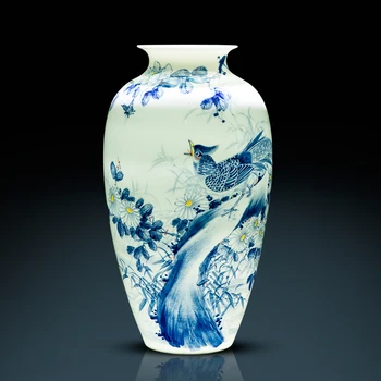 

Jingdezhen Master Hand Painted Blue And White Porcelain Vase Decoration Chinese Living Room Decoration Porch large ceramic vase