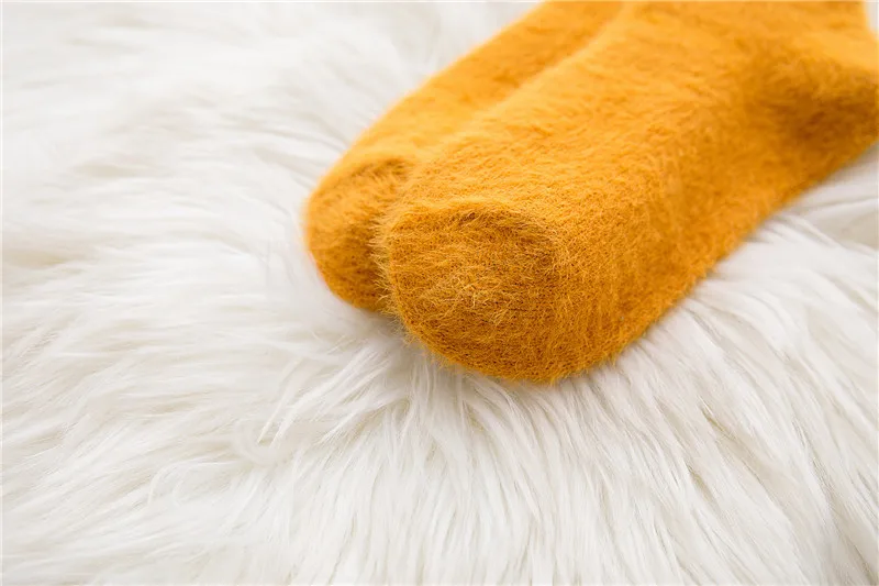 Осенне-зимние женские толстые носки карамельного цвета из ангорской шерсти женские мягкие теплые длинные носки из кроличьей шерсти короткие носки Basic Sox Hosen