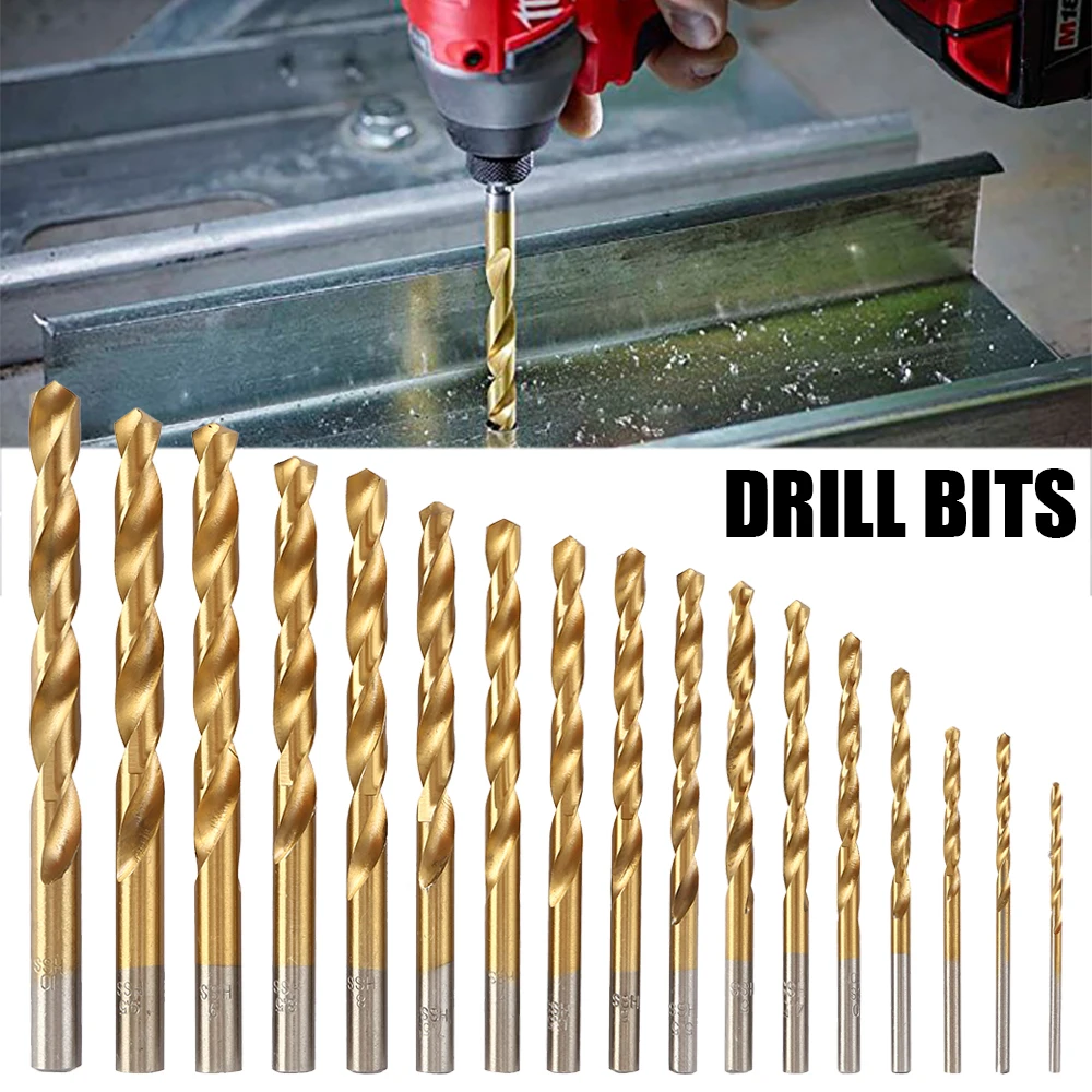 

19pcs HSS Drill Bit for Metal Titanium Coated High Speed Steel Drilling Bits Set 1.0~10mm Power Tools Accessories Drill Bit Set