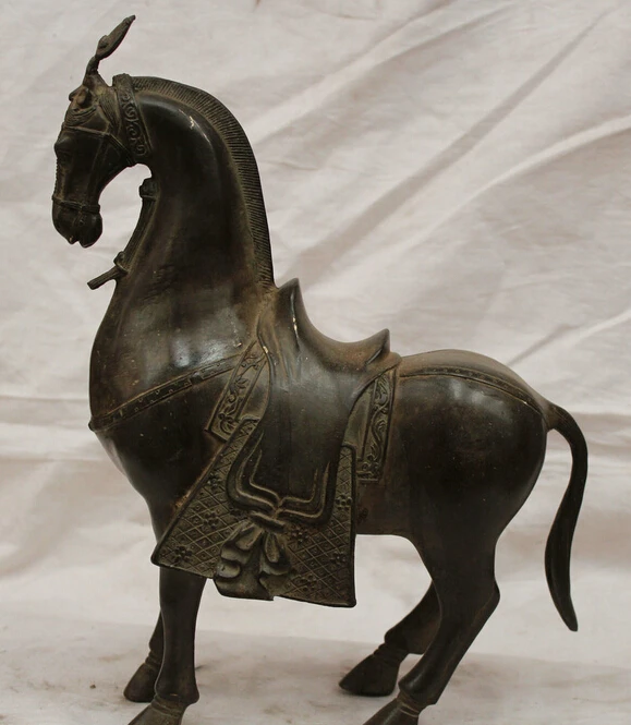 

JP S0524 14"China Chinese Bronze Zodiac Year Tang stand Horse Fengshui Statue Discount 35%