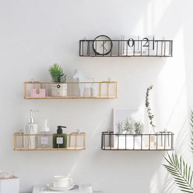 

Nordic Iron Home Storage Holders Shelf Wall Hanging Storage Box Flower Pots Book Storage Racks Decoration Organizer Shelves LF30