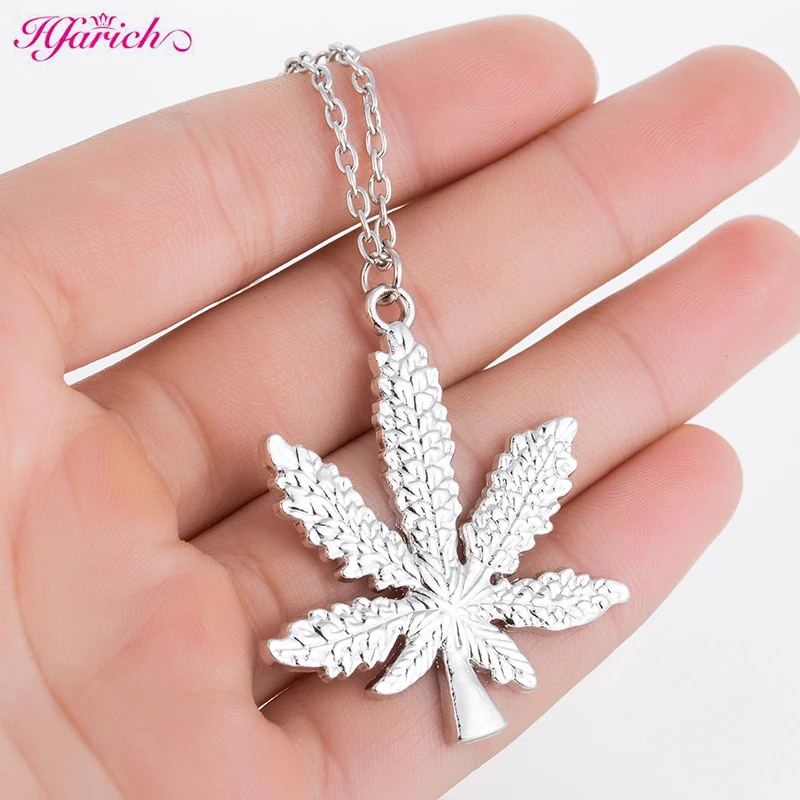 Hfarich ожерелья с Кленовым листом и подвески золотого цвета boho Cannabiss табачная трава