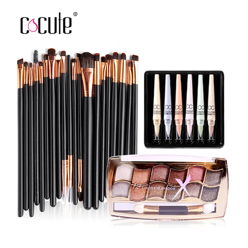 

Cocute Makeup Tool Kit 3set/lot Including 20pcs Makeup Brushes Cosmetic 10 colors Eyeshadow and ConcealerKit for Daily Use