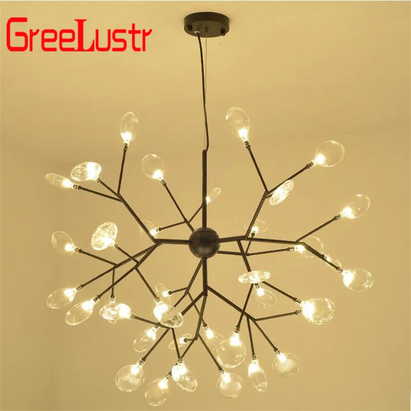 Cena Nordic szklane żyrandole sufitowe led Lamparas gałąź drzewa czarny wisiorek lampy Lustre do salonu lampa wisząca lampy