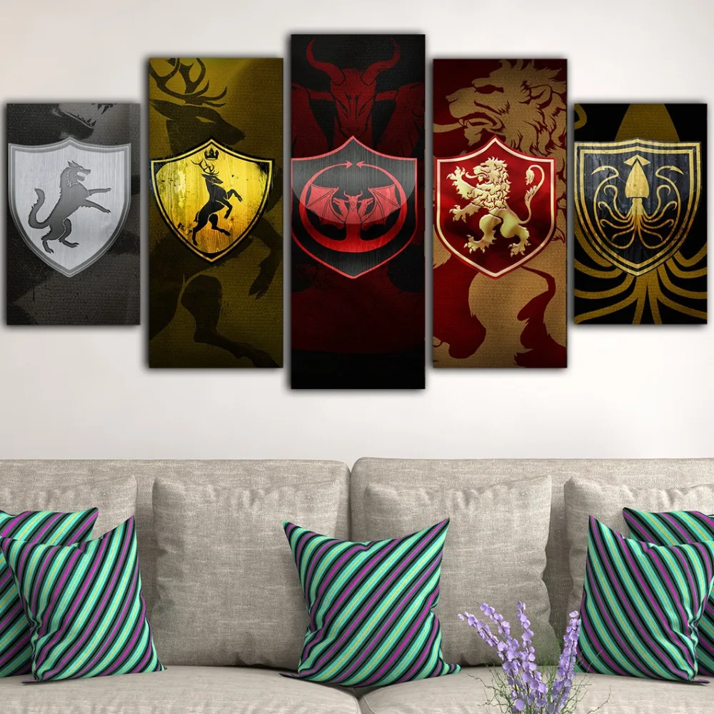 5 шт. Картина на холсте картина Игра престолов Peinture Sur Toile плакаты и принты